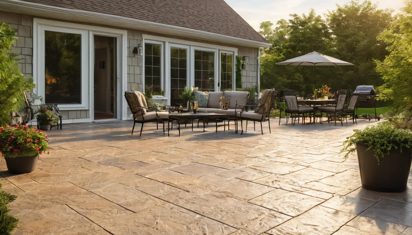 A stamped concrete patio behind a home in Frisco